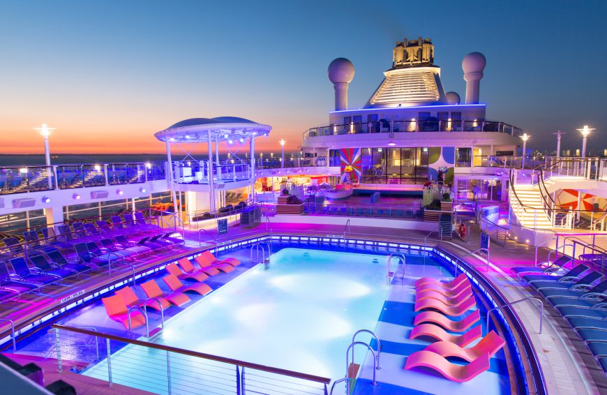 The pool deck of Royal Caribbean's Anthem of the Seas that is coming to Australia.