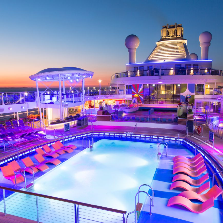The pool deck of Royal Caribbean's Anthem of the Seas that is coming to Australia.