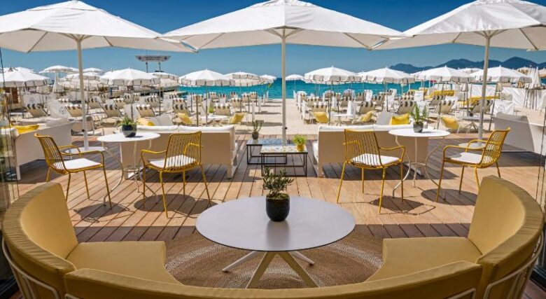 The beach club at The Carlton Cannes