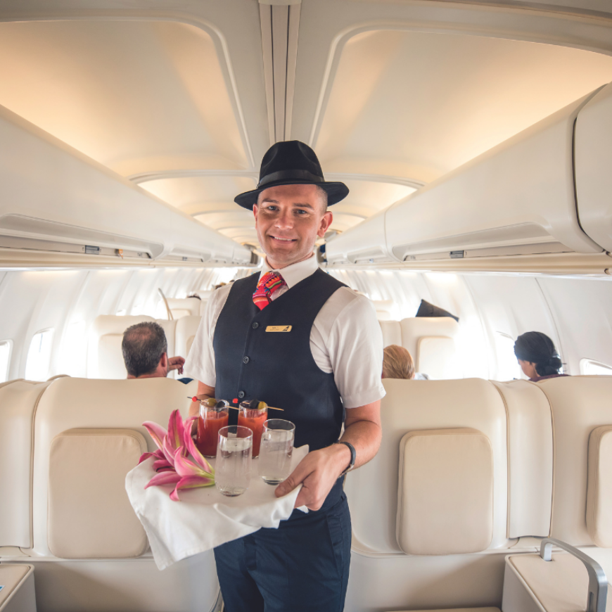 Flight Attendant Serving a Smoothie