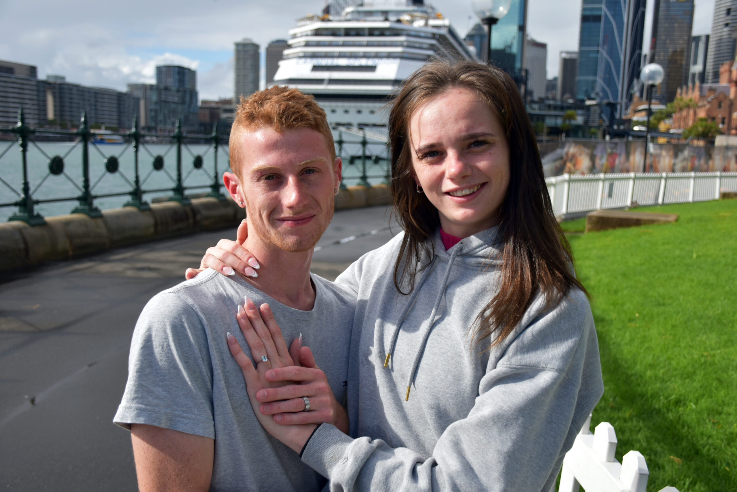 Sebastian Lawson & Holly Paech, both 21, show off their engagement ring.