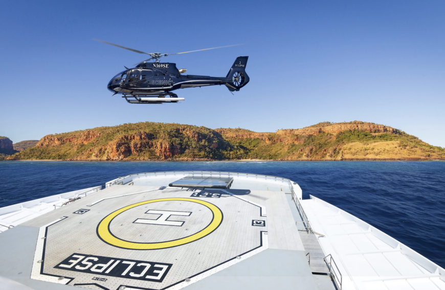The helicopter on the Scenic Eclipse II