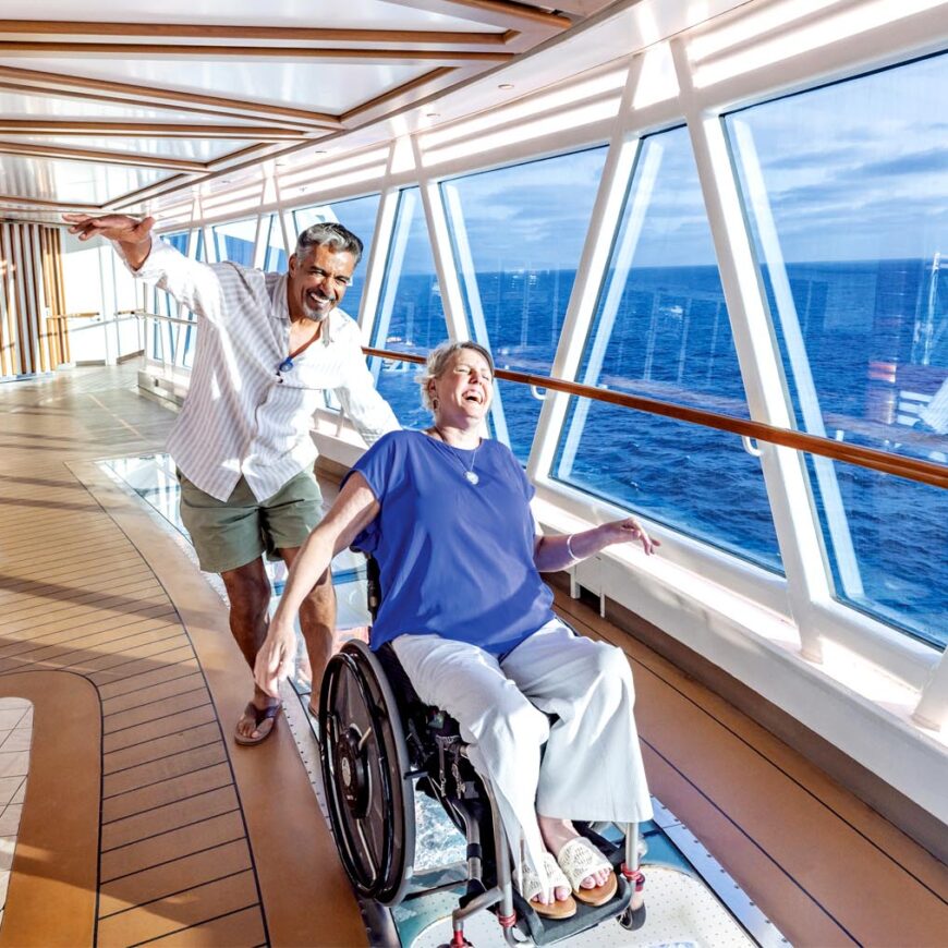 Guest with mobility issues enjoys cruising.