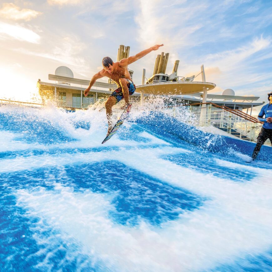 Image of man surfing in the air on a FlowRider