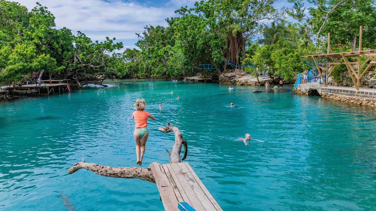 Port Vila in Vanuatu is one of the beautiful spots to go swimming when cruising The South Pacific.