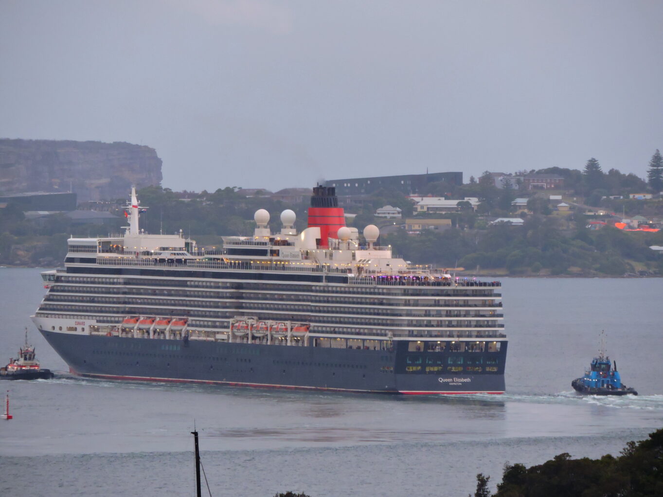Queen Elizabeth leaves Sydney Harbour cruise industry campaign. 